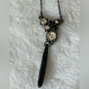 Gothic Black Teardrop Pendant Necklace SAQ